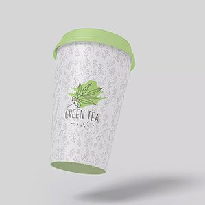 悬浮效果绿茶纸杯外观设计