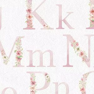 粉色水彩花卉字母和数字