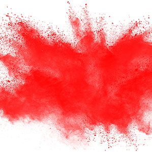 红色粉末在白色背景下爆炸